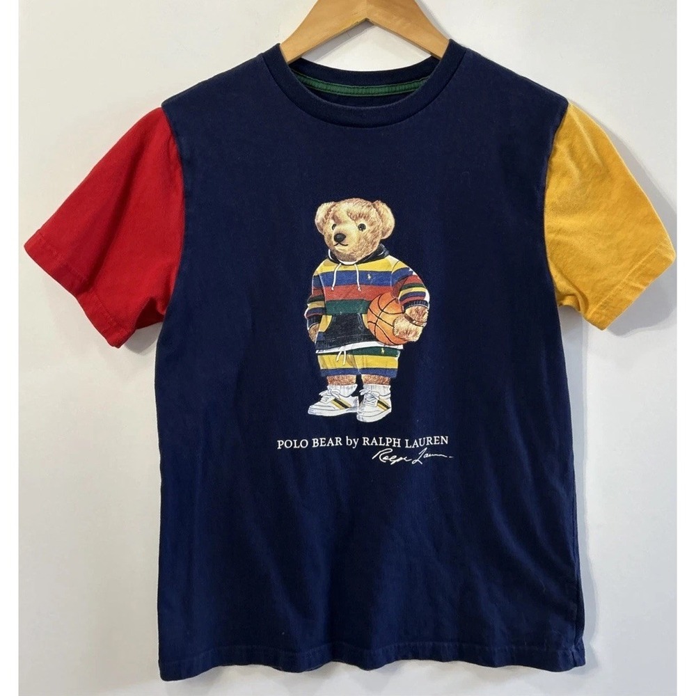 Boys Polo Ralph Lauren Graphic Basketball Bear T-shirt Shirt Sz Med 10-12